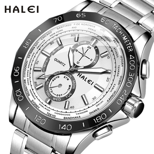 นาฬิกาข้อมือผู้ชาย HALEI รุ่นใหม่ ของแท้ ดีไซน์มาตรวัดความเร็วและมาตรวัดการไหล กันน้ำ 3BAR แสดงผลหลายเขตเวลา กลไกญี่ปุ่น พร้อมส่งแบบดรอปชิปปิ้ง - Product Image 1