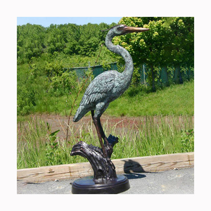 Escultura de Aves, Estatua de Garza de Bronce Negro Antiguo, Precios de Esculturas Decorativas de <span class=keywords><strong>Metal</strong></span> Grande - Product Image 4