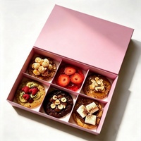 Boîte personnalisée rose en carton avec couvercle et base, de qualité alimentaire, biodégradable, pour biscuits assortis