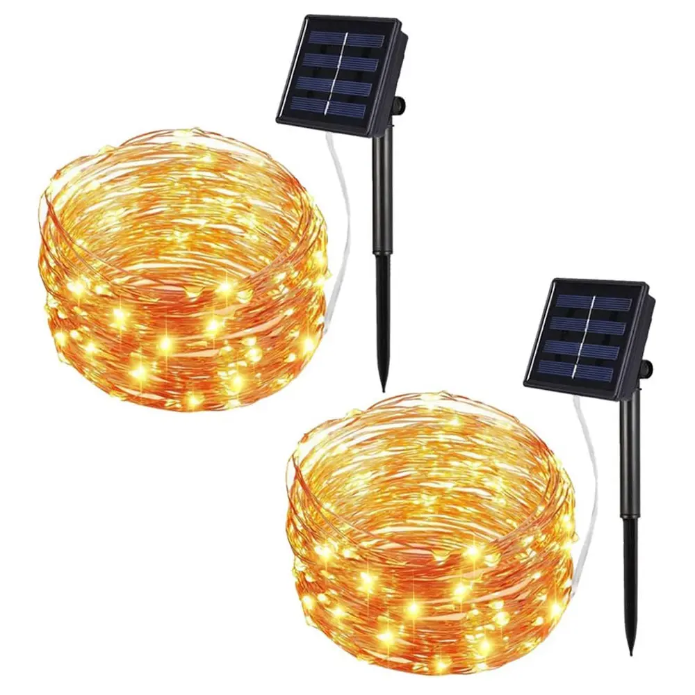 Guirnalda de luces LED solares impermeables para exteriores, iluminación navideña para decoración, venta al por mayor