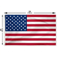 3X5 pieds U.S. Drapeau 100% polyester blanc avec deux œillets, fanion double face, imperméable, pour extérieur