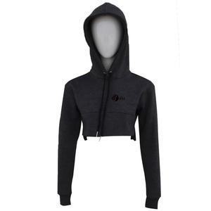 Sudadera corta de Invierno para mujer Sudadera con capucha de lana Sudadera con capucha recortada con logotipo frontal Suéter con capucha - Product Image 1