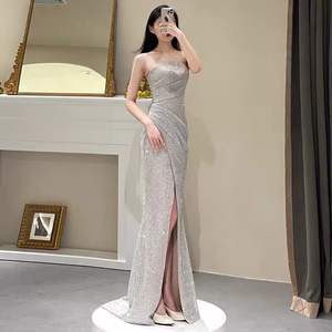 Champagne or mariée <span class=keywords><strong>mariage</strong></span> banquet spectacle passerelle sirène robe de soirée sexy - Product Image 2