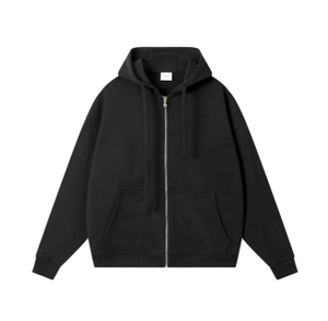 Dropshipping logotipo personalizado algodón peinado pesado lujo Full Zip-Up Hoodie XS tamaño de gran tamaño holgado liso teñido sólido Casual Wear - Product Image 2