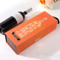 Boîte pliable en tissu de cuir orange boîte cadeau magnétique boîtes d'emballage de vin en carton en forme de livre