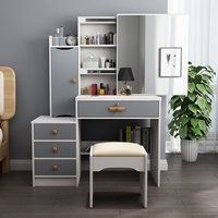 Coiffeuse multifonctionnelle en MDF avec miroir, style rangement, simple, pour chambre à coucher, meuble intégré pour la maison, transfrontalier