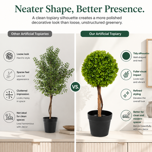 Albero Artificiale di Bosso in Vaso a Sfera Singola, Tronco in Legno Massiccio Avvolto in Viti, Decorazione Verde Simulata - Product Image 6
