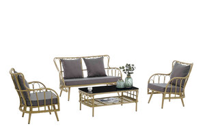 Salon de jardin en rotin tressé PE, ensemble de 4 pièces, canapé de jardin - Product Image 6