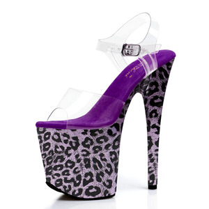 Sandalias moradas de plataforma gruesa y tacón delgado de 20 cm (8 pulgadas), nueva tendencia de verano, elegantes, con estampado de leopardo, para discoteca. - Product Image 6
