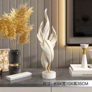 Décoration d'intérieur, artisanat en résine fait main, sculpture de plumes, décoration moderne pour le bureau, décoration bohème de luxe pour la maison, cadeau unique - Product Image 3