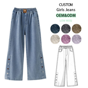 Yyo הסיטונאי בנות גדולות ג 'ינס ילדים רחב הרגל הדפס פרחוני עמיד למים מכנסיים - Product Image 1