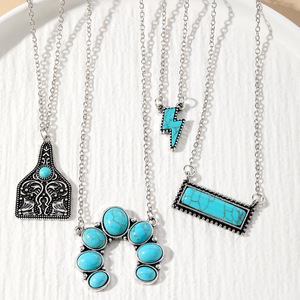 Allin Ensemble de bijoux rétro Bohème Turquoise pour femme Collier en alliage 50 pièces Bracelet Boucles d'oreilles Anneaux Accessoire Accessoires de plage - Product Image 6