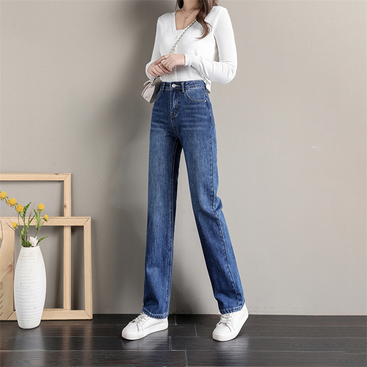 New Arrivals Fashion Loose Light Blue Denim Pants Wide Leg Ripped Jeans For Women