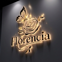 Enseigne lumineuse LED personnalisée en acier inoxydable 3D avec logo rétroéclairé, enseigne commerciale décorative murale pour affichage de marque