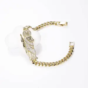CM jewelry fashion brass 14K gold plated Zircon bracelet oro laminado 14k religious Catholicism Christian St Jude Moroccan chain