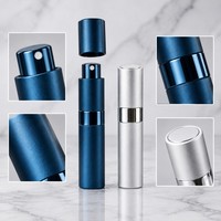 Flacon pulvérisateur cosmétique 10 ml rechargeable, atomiseur de parfum portable, étui en aluminium, intérieur en verre, vente en gros