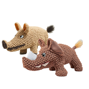 יצרן צעצועים קטיפה רך באיכות גבוהה לחיות מחמד סט-קרנף קריקטורה/היפו/היפו חזיר-חסין כלב אינטראקטיבי - Product Image 3