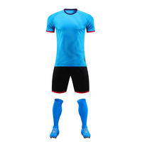 Maillots de football unisexes personnalisés, ensembles d'uniformes d'équipe, tricotés 100% polyester, respirants, écologiques, anti-plis, manches courtes