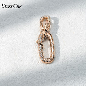 Starsgem 14K <b>Solid</b> <b>Gold</b> D Color Round Brilliant Cut Lab Grown Diamond VS Unisex 3.6g Snake Design Vintage Style <b>Pendant</b> - Product Image 5