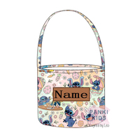 Panier de Pâques personnalisé en cuir avec nom d'enfant, panier de Pâques imprimé avec lapin de Pâques, avec patch en cuir gravé personnalisé
