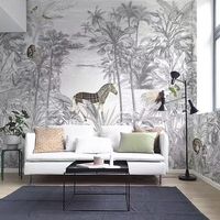 Papier peint paysage américain, style d'Asie du Sud-Est, forêt tropicale, feuille de bananier, murale personnalisée, revêtement mural