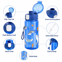 Bouteille d'eau personnalisée pour enfants 600 ml, 3000 pièces MOQ, logo OEM, couleur, matériau, emballage, bouteille PC sans BPA pour projets de marques de détail