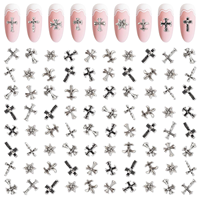 Kit de Adornos de Resina para Uñas Artdone, Dijes 3D de Cruz Plateada, Estrellas, Joyas Brillantes para Uñas, Cruces, Manicura Profesional DIY