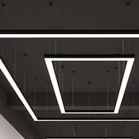 Luminaire linéaire LED moderne à montage au plafond, lampe à bande carrée, éclairage suspendu pour garage, parking