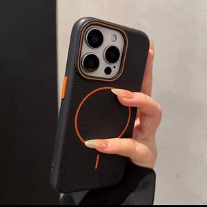 Funda Magnética Simple Retro de TPU y Cuero para 18 Pro Max 17 16 15 14 13, Antihuellas, Antigolpes, Cubierta Trasera de Silicona, Estilo INS - Product Image 1