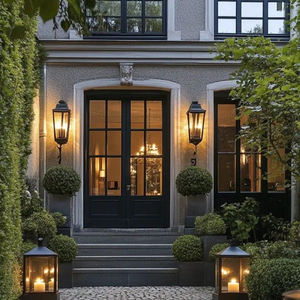 OUNA Custom Arched Aluminum French <strong>Doors</strong> Antique Design with Decorative Grilles for <strong>a</strong> Unique Vintage Style Home Entrance - Product Image 2