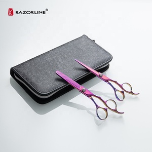 Khắc lồi cạnh thép không gỉ chuyên nghiệp thợ cắt tóc tóc <span class=keywords><strong>Shears</strong></span> Ergonomic xử lý bóng mang căng thẳng hệ thống đặt hàng số lượng lớn - Product Image 5