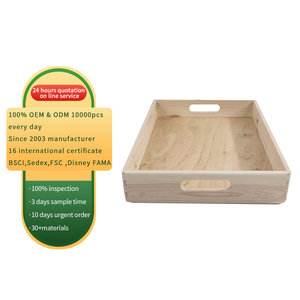 40X30X6.5 Cm Trà Có Thể Xếp Chồng Cà Phê Bữa Sáng Phục Vụ Khay Mở Hộp Lưu Trữ Hàng Đầu Có Tay Cầm Thùng Gỗ NÔNG - Product Image 1
