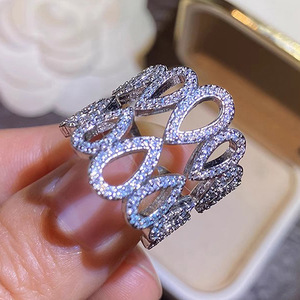 <b>Adjustable</b> Open Teardrop <b>Ring</b> for Women Hollow Sparkling Fashion Jewelry Wholesale - Product Image 2