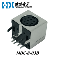 Connecteur Circulaire HX MDC-8PIN Noir à Base Mini DIN Femelle, Boîtier en Fer, Prise de Clavier, Vente Directe Usine
