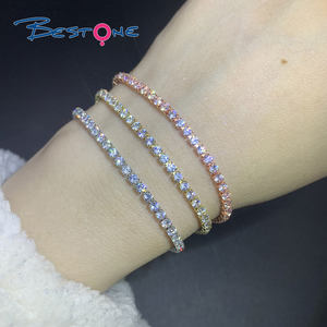 Fashion 18K Gold Plated Brass Lab Diamond CZ Tennis Chain Women <b>Bracelet</b> Cubic Zirconia Jewelry <b>for</b> <b>Girls</b>& Ladies 2.5mm 3mm 4mm - Product Image 2