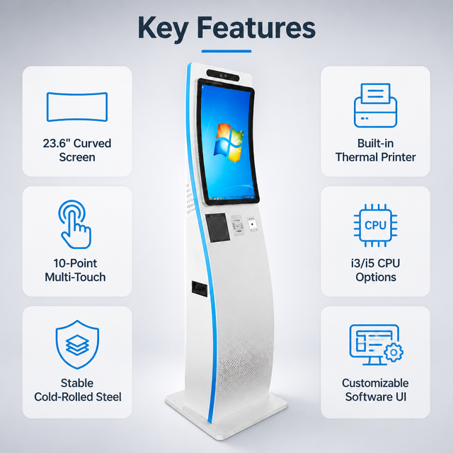 HAUMR Queue Management System Wireless Factory 23.6" Touch Screen Queuing Equipment for Hospital and Bank Service Counters