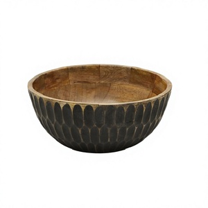 Attractive Design Wooden Dessert Bowl Round Shape Customized Size Fruits Serving Bowl From Manufacturer In India - Product Image 1