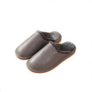 Sandalias Unisex de Plataforma Yearning, Cuero Vacuno Genuino, Forro de Franela, Lujosas, Impermeables, Acolchadas, Evergreen - Product Image 1