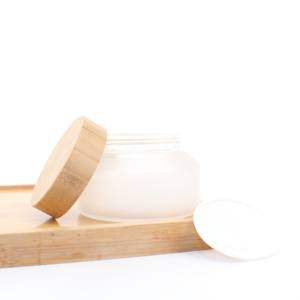 Vendita calda vasetto di crema per il viso smerigliato trasparente 5ml15ml 30ml 50ml 100ml coperchio di bambù contenitori di vetro bambù imballaggio cosmetico BJ10C - Product Image 3