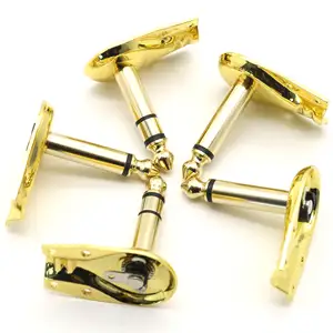 2024 Hot Gold Plated 3Pole 6.35mm Mono Jack 90 Degree Right Angle L Type Plug 6.35mm Guitar Phono Pancake 1/4 Inch Connector