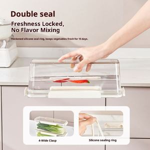 กล่องเก็บของพลาสติกทรงสี่เหลี่ยมผืนผ้า กล่องเก็บต้นหอม ขิง กระเทียม บะหมี่ กล่องเก็บอาหารเกรดอาหาร สำหรับครัว รักษาความสดใหม่ ปิดผนึกอย่างดี - Product Image 3
