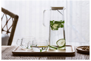 48oz de vidrio jarra de agua con filtro de la tapa de vidrio de bebida jarra de jugo de agua de limón helado de té de vidrio de - Product Image 3