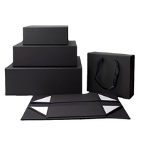 Boîte cadeau noire magnétique en carton rigide de luxe avec logo personnalisé, boîte d'emballage en papier pliable pour vêtements, cosmétiques