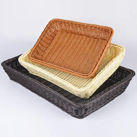 Voedselveilige plastic band geweven opbergmand voor brood, fruit, groenten, rechthoekige vorm