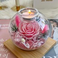 Lovebay Valentinstag Muttertag Geschenk Großhandel Konservierte Rosen in Glaskuppel Mit Duftkerze Langlebige Ewige Rosen im Glas
