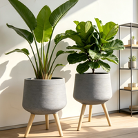Lot de 2 pots de fleurs de luxe en fibre, jardinières modernes pour l'extérieur, pots de jardin pour la décoration de villas, patios et aménagements paysagers