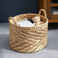 Panier à linge tressé multifonctionnel pour salle de bain, design pliable, personnalisable, en jacinthe d'eau, pour serviettes