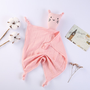 Joli chat <span class=keywords><strong>Double</strong></span> couche 100% <span class=keywords><strong>coton</strong></span> <span class=keywords><strong>gaze</strong></span> apaiser couverture couette serviette salive Bandana poupée bavoirs - Product Image 5