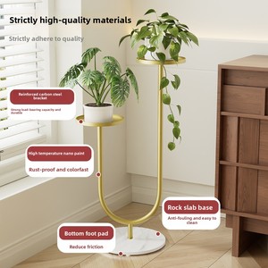 Soporte de Flores Minimalista de Dos Niveles para Interiores, Moderno, para Sala de Estar, Balcón, Epipremnum Aureum, Suculentas, en Forma de U, de Pie - Product Image 3