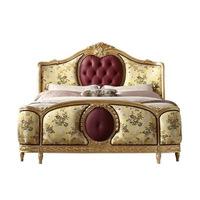 Lit Queen Size Benoge en Tissu Rétro Français 1800x2000mm Style Européen Deluxe Meubles de Maison Doux pour Chambre à Coucher